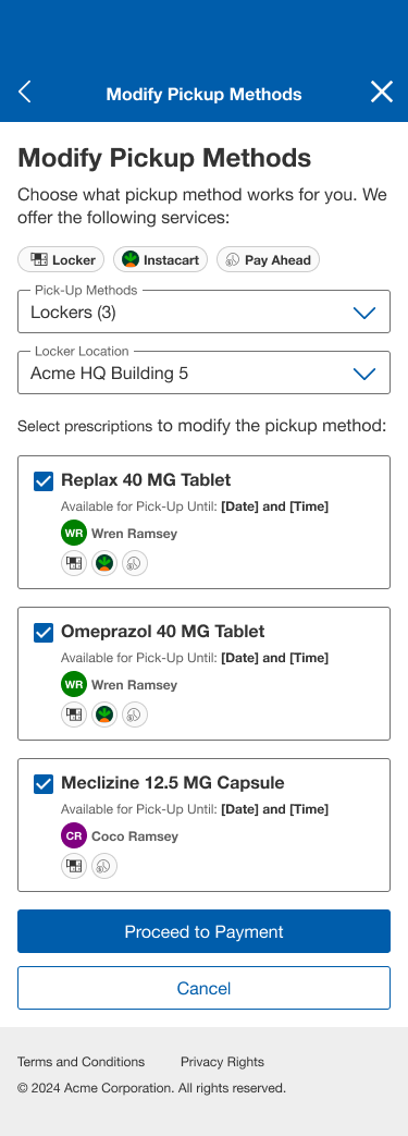 Modify pickup method with locker option